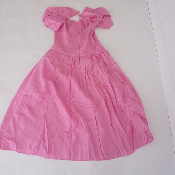 Vintage Bridal Originals Pink Bridesmaid 80's Prom Midi Short Sleeve Dress 10 - Picture 11 of 14